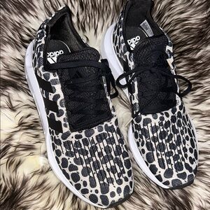 Adidas Leopard Print Black and White Sneakers